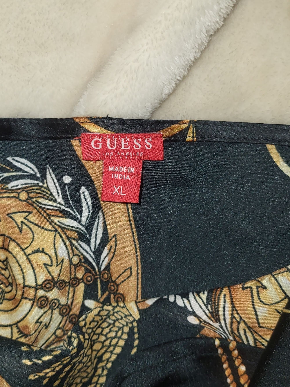 Guess Black Mini Slip Dress with Gold Chain Print - Picture 2 of 2